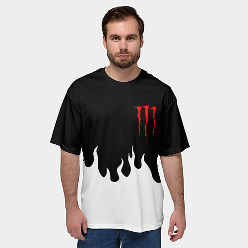 Мужская футболка оверсайз Monster energy red logo / 3D-принт – фото 3