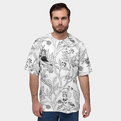 Футболка оверсайз мужская Птицы Сирин, цвет: 3D-принт — фото 2