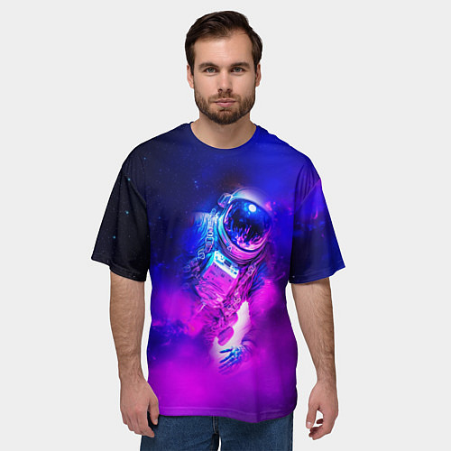 Мужская футболка оверсайз Космонавт среди облаков / 3D-принт – фото 3