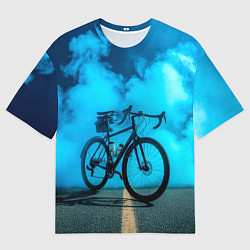 Футболка оверсайз мужская Дорожный велосипед и синий дым, цвет: 3D-принт