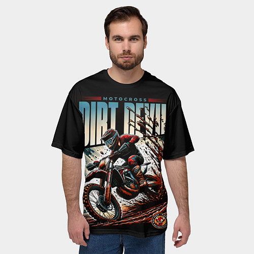 Мужская футболка оверсайз Motocross - dirt devil / 3D-принт – фото 3