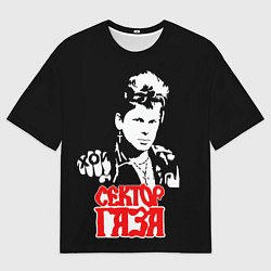 Футболка оверсайз мужская Юрий Хой портрет трафаретом, цвет: 3D-принт