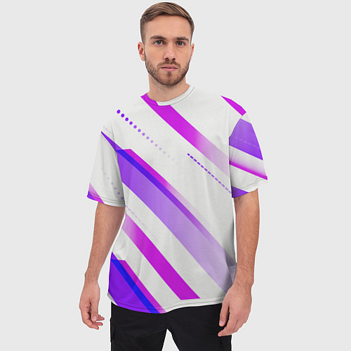 Мужская футболка оверсайз Color white pink / 3D-принт – фото 3