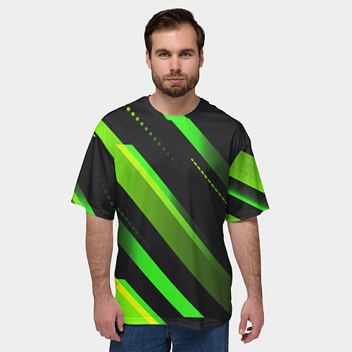 Мужская футболка оверсайз Color black green / 3D-принт – фото 3
