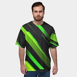 Футболка оверсайз мужская Color black green, цвет: 3D-принт — фото 2