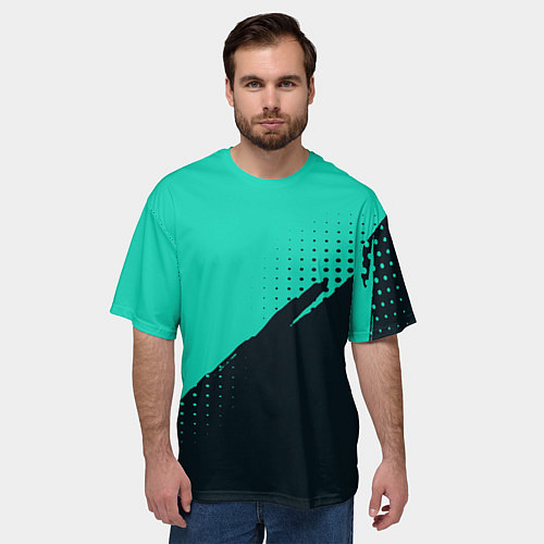 Мужская футболка оверсайз Color black light blue / 3D-принт – фото 3