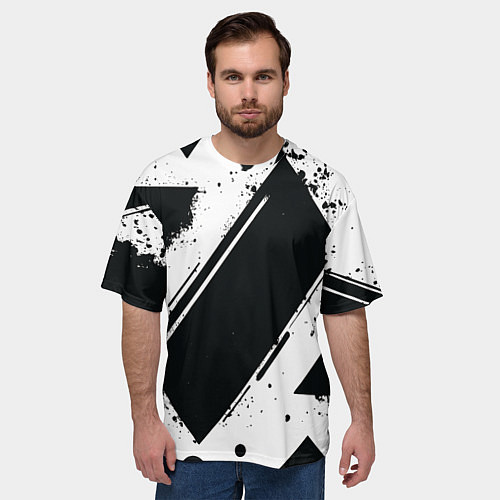 Мужская футболка оверсайз Color black white / 3D-принт – фото 3