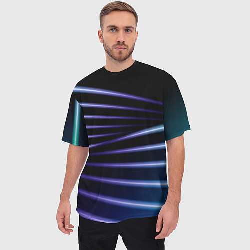 Мужская футболка оверсайз Color black blue / 3D-принт – фото 3