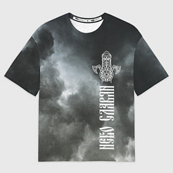 Футболка оверсайз мужская Славянский Перун - небо славян, цвет: 3D-принт
