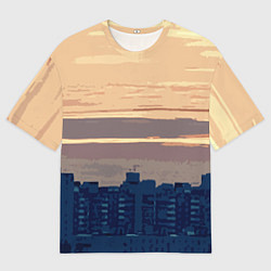 Футболка оверсайз мужская Городской пейзаж стилизованный, цвет: 3D-принт
