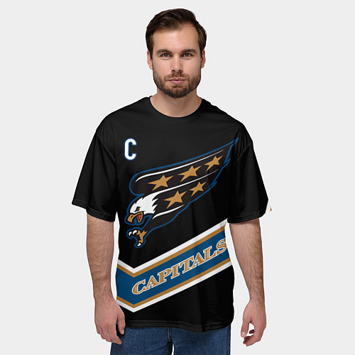 Мужская футболка оверсайз Александр Овечкин темная форма / 3D-принт – фото 3