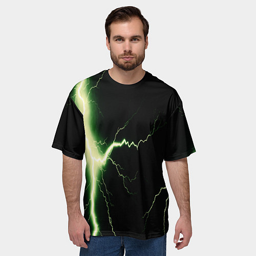 Мужская футболка оверсайз Lightning yellow текстура / 3D-принт – фото 3