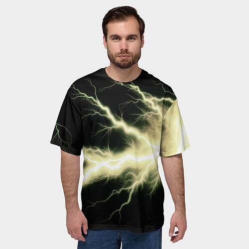 Мужская футболка оверсайз Lightning yellow / 3D-принт – фото 3