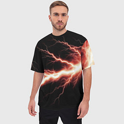 Футболка оверсайз мужская Lightning red, цвет: 3D-принт — фото 2
