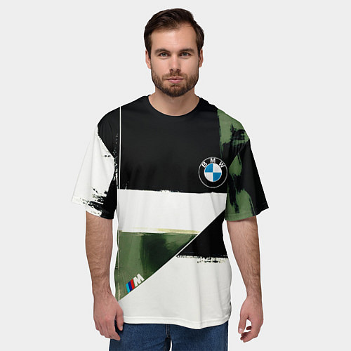 Мужская футболка оверсайз BMW логотип / 3D-принт – фото 3