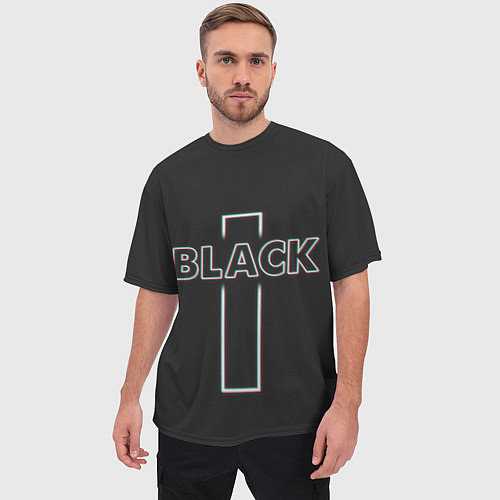 Мужская футболка оверсайз Black - cross / 3D-принт – фото 3