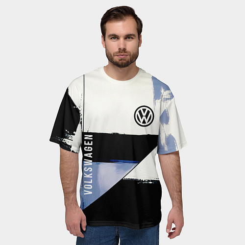 Мужская футболка оверсайз Volkswagen логотип / 3D-принт – фото 3