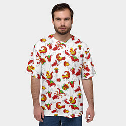 Футболка оверсайз мужская Русский народный орнамент в стиле росписей Северно, цвет: 3D-принт — фото 2