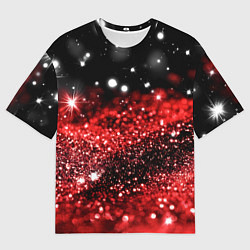 Футболка оверсайз мужская Красно-черная блестящая текстура, цвет: 3D-принт