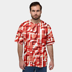 Футболка оверсайз мужская Красно-белый объёмный эффект, цвет: 3D-принт — фото 2