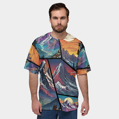 Мужская футболка оверсайз Горы в стиле фэнтези / 3D-принт – фото 3