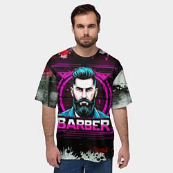 Футболка оверсайз мужская Барбер в фиолете, цвет: 3D-принт — фото 2