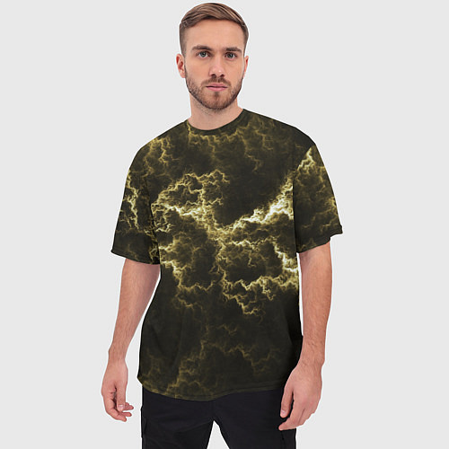 Мужская футболка оверсайз Lightning yellow / 3D-принт – фото 3