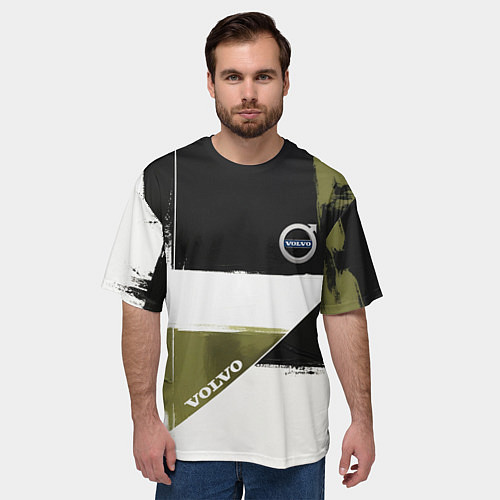 Мужская футболка оверсайз Volvo логотип / 3D-принт – фото 3