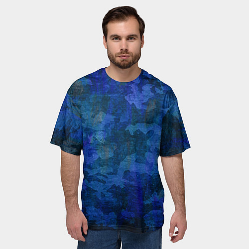 Мужская футболка оверсайз Абстракция - blue uniform camouflage / 3D-принт – фото 3