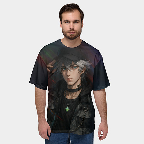 Мужская футболка оверсайз Парень в кепке / 3D-принт – фото 3