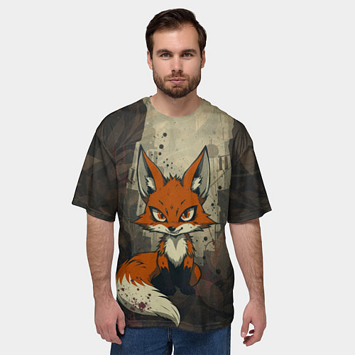 Мужская футболка оверсайз Рыжий лис хитрец / 3D-принт – фото 3