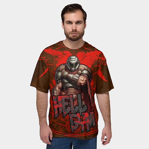 Мужская футболка оверсайз Doom dark ages gym / 3D-принт – фото 3