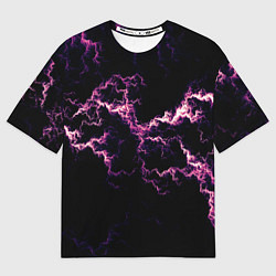 Футболка оверсайз мужская Lightning pink glow, цвет: 3D-принт