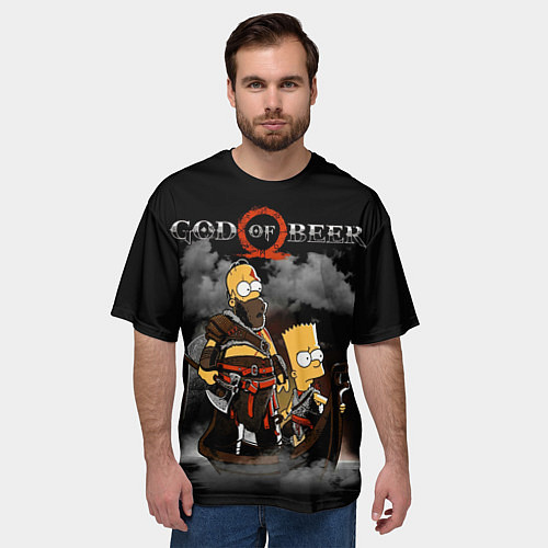 Мужская футболка оверсайз God of beer / 3D-принт – фото 3