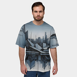 Футболка оверсайз мужская Небоскребы и скалы, цвет: 3D-принт — фото 2