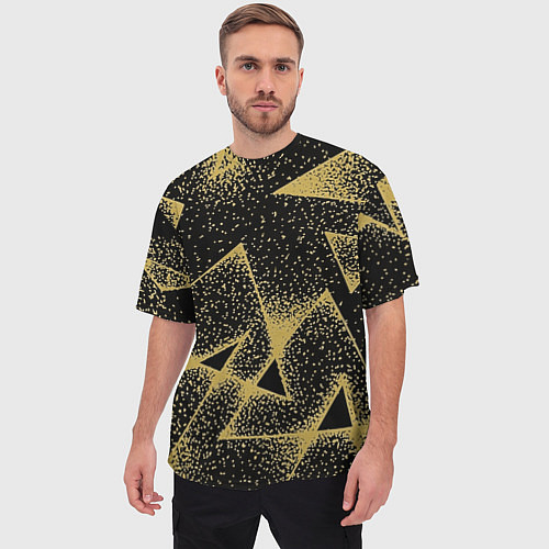 Мужская футболка оверсайз Triangle yellow with dots / 3D-принт – фото 3