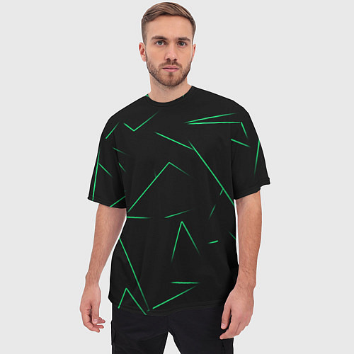 Мужская футболка оверсайз Color light green line / 3D-принт – фото 3