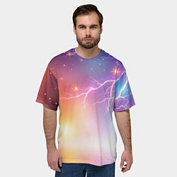 Футболка оверсайз мужская Магический фон с молниями и звездами, цвет: 3D-принт — фото 2