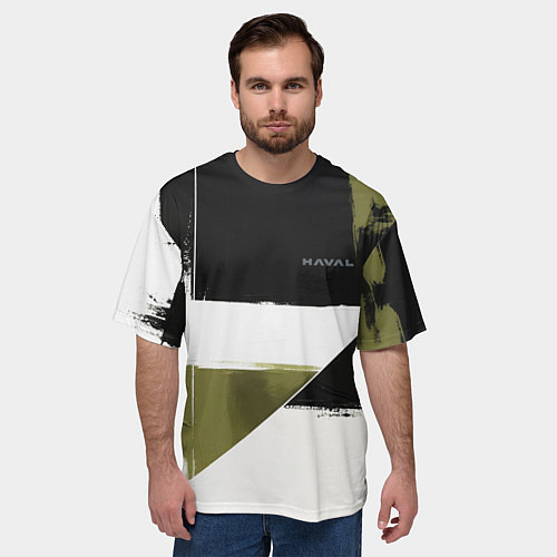 Мужская футболка оверсайз Haval логотип / 3D-принт – фото 3