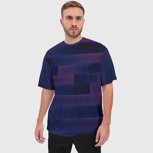 Мужская футболка оверсайз Color blue square / 3D-принт – фото 3