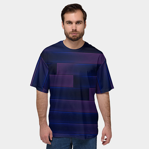Мужская футболка оверсайз Color blue square / 3D-принт – фото 3