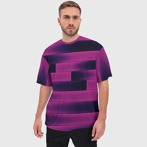 Мужская футболка оверсайз Color pink square / 3D-принт – фото 3