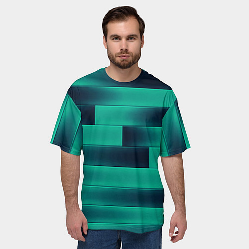 Мужская футболка оверсайз Color light blue square / 3D-принт – фото 3