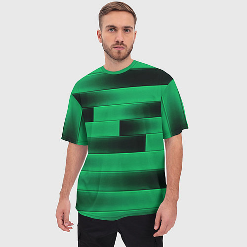 Мужская футболка оверсайз Color green square / 3D-принт – фото 3