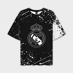Футболка оверсайз мужская Real Madrid белые краски, цвет: 3D-принт