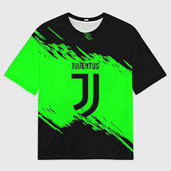 Футболка оверсайз мужская Juventus черные краски, цвет: 3D-принт