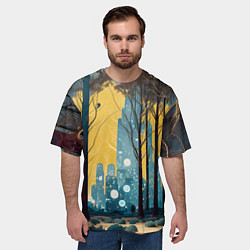 Футболка оверсайз мужская Дома и цифровой лес, цвет: 3D-принт — фото 2