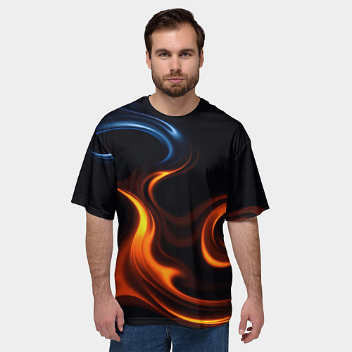 Мужская футболка оверсайз The color is fire orange / 3D-принт – фото 3