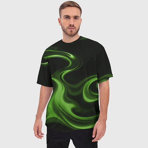 Мужская футболка оверсайз Green black / 3D-принт – фото 3