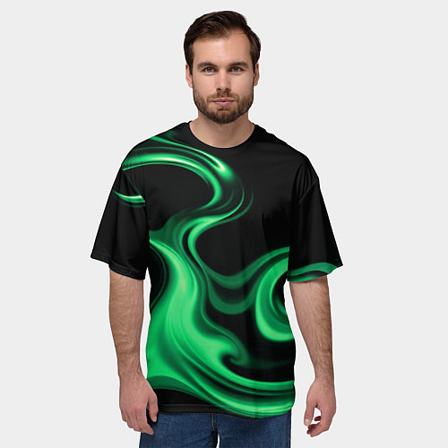 Мужская футболка оверсайз Color green smoke / 3D-принт – фото 3